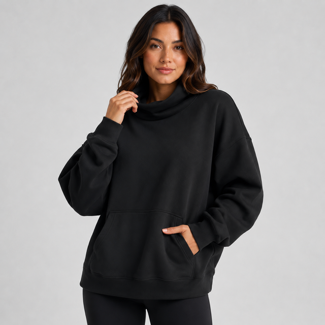 Cozycore Cotton Blend Mock Neck Pullover