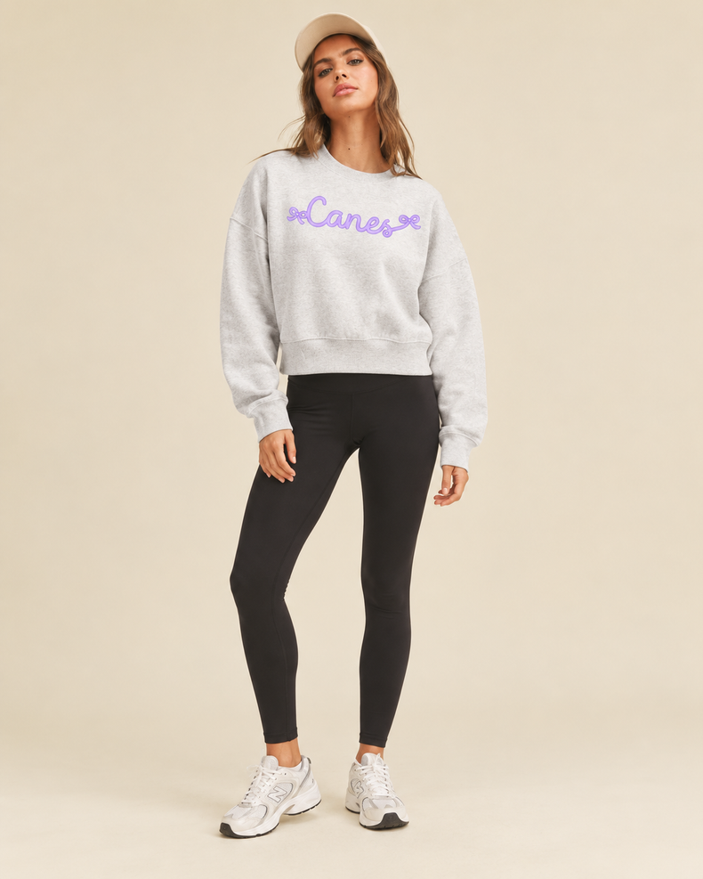 Adult Canes Bows Crewneck Cropped Sweatshirt