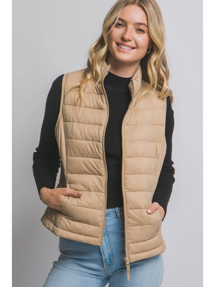 Ultra Lightweight Padded Puffer Vest w/ Pouch