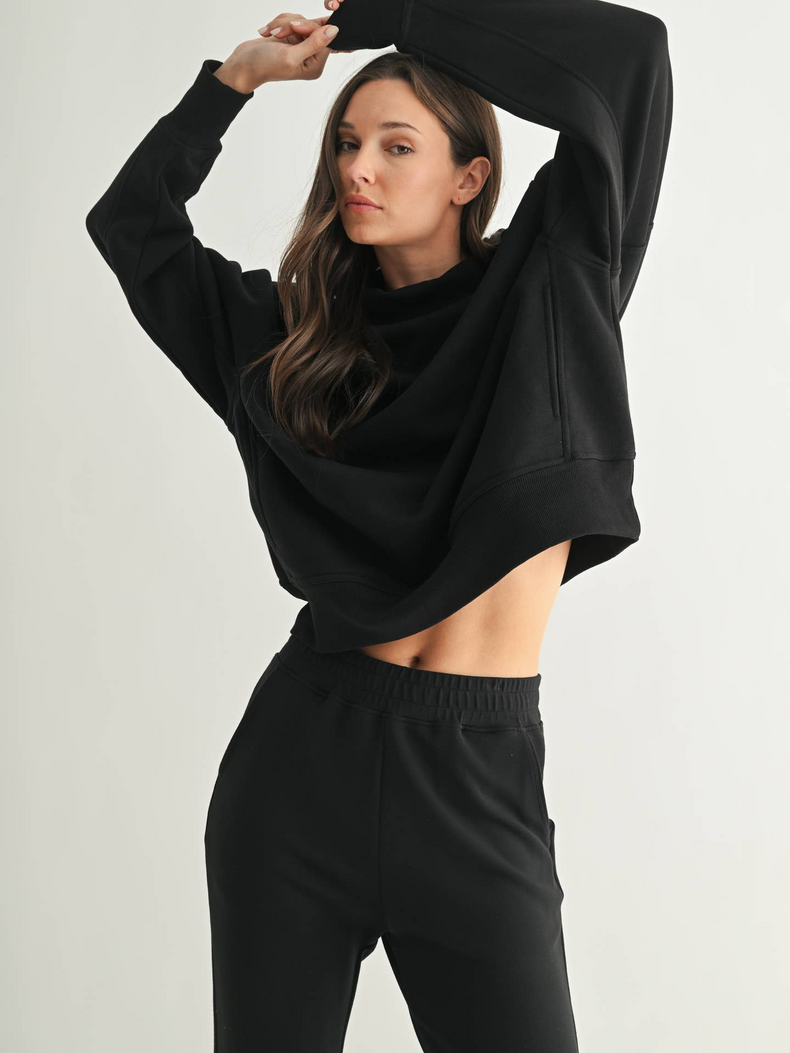 Cozycore Cotton Blend Mock Neck Pullover