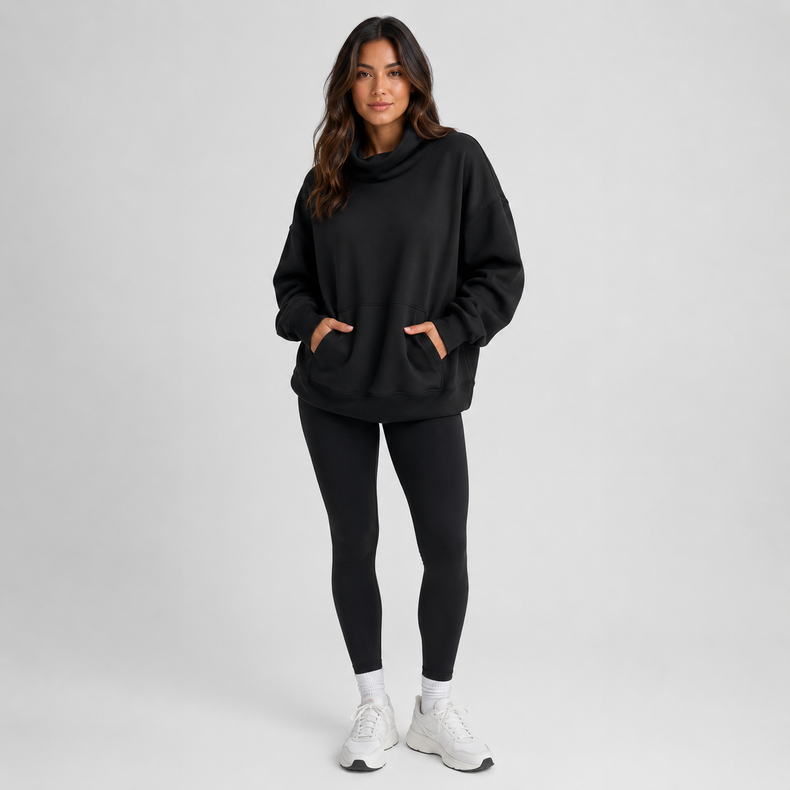 Cozycore Cotton Blend Mock Neck Pullover