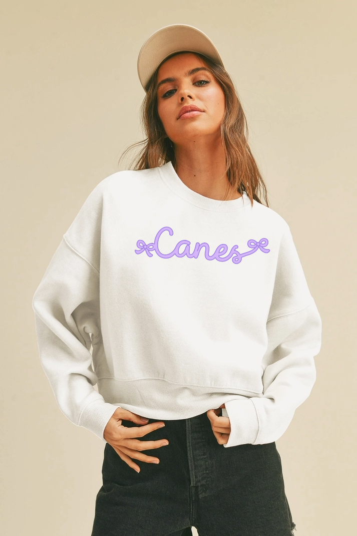 Adult Canes Bows Crewneck Cropped Sweatshirt
